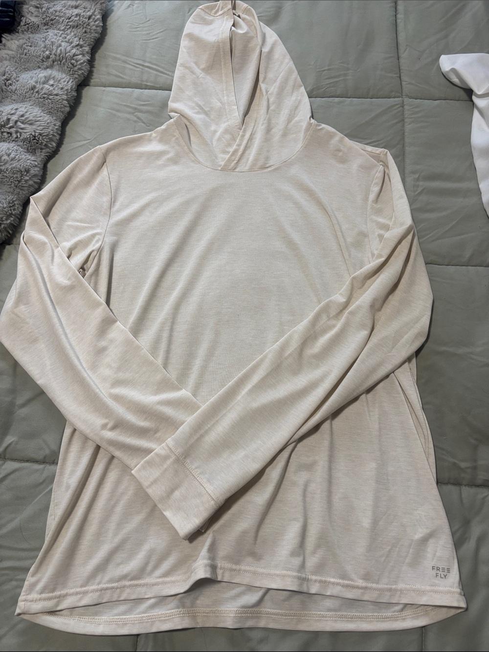 Free Fly Apparel Light Beige Long Sleeve Hooded Tee